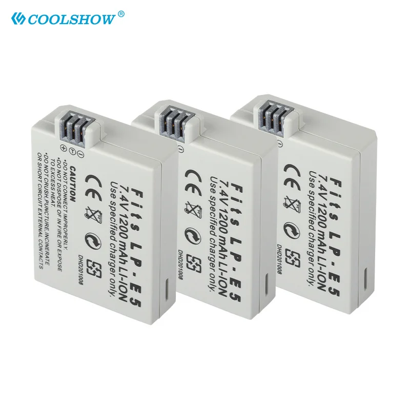 Batería de cámara LP E5 LP-E5 LPE5 para CANON 450D 500D 1000D KISS X2 X3 F Rebel XS XSi T1i, baterías estándar de 1200mAh