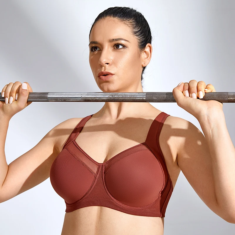 Sujetador deportivo con forro ligero y espalda cruzada de alto impacto para mujer