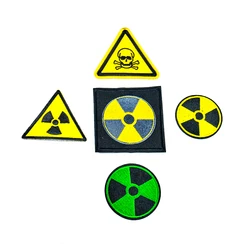 New Arrival  Nuclear Dangerous Sign Skull Radioactive Patch Embroidery Sewing Eellow Green Iron on Applique DIY Fabric Sticker