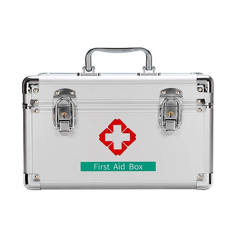 

Portable First Aid Box Durable Aluminum Alloy Medicine Box with Handle Family Emergency Kit Medicine Storage Box Organizer Case