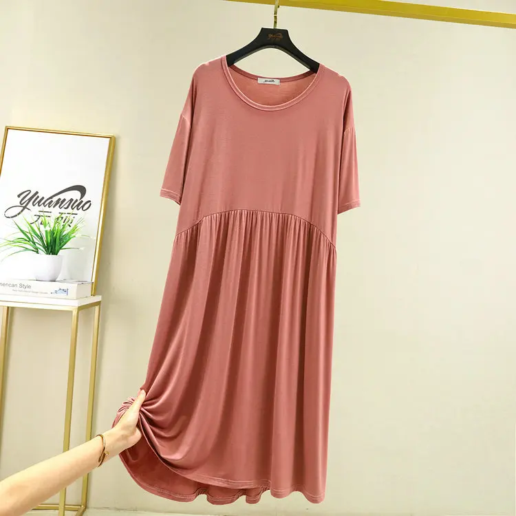 Chemise de nuit à manches courtes pour femmes, chemise de nuit à manches courtes, robe plissée, chemise de nuit d\'été pour femmes, robe de nuit