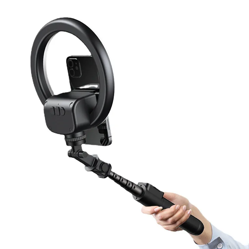 NULIER 1-Axis 360° Rotating Stabilizer Selfie Stick with LED Ring Light Remote Control Tripod for Smartphones