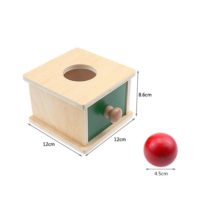 Caja de bolas permanentes Montessori de madera para niños pequeños, caja de monedas Rectangular redonda, juguetes para niños, bebé Unisex, niños y