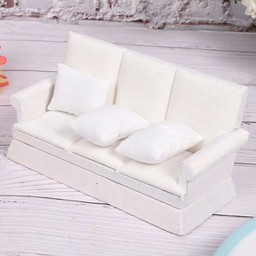 1:12 Mini Dollhouse Furniture Sofa Simulation Miniature Living Room Chairs Kids Pretend Play DIY Doll House Decor