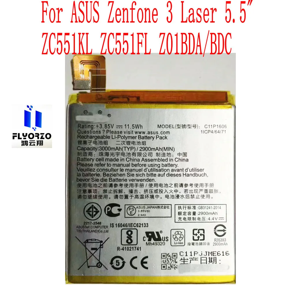 New C11P1606 Battery For ASUS Zenfone 3 Laser 5.5