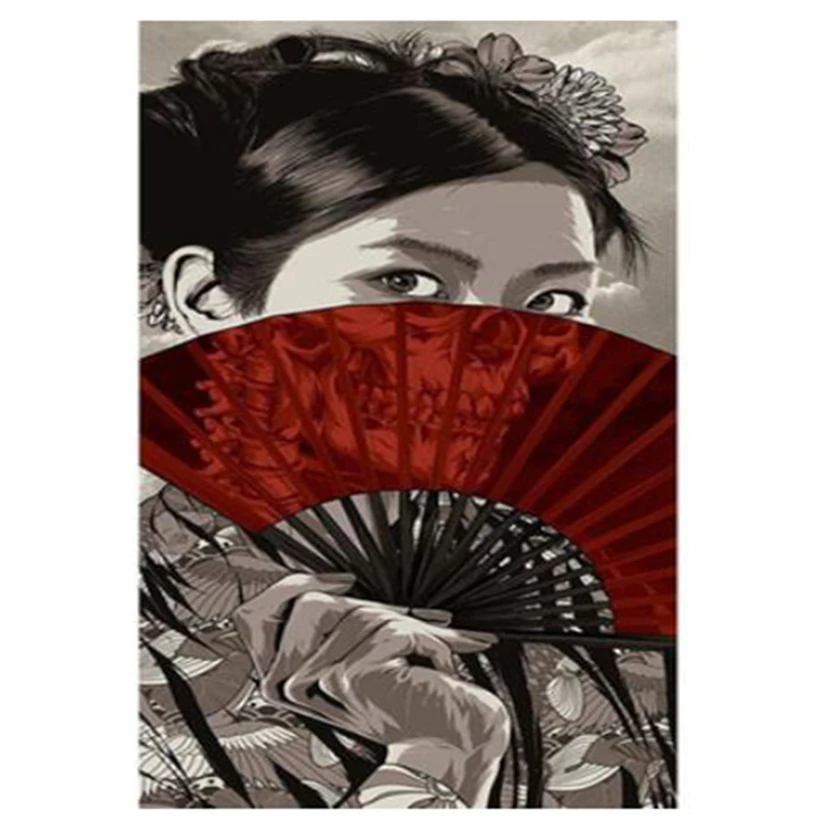 5d Mosaic Diy Diamond Embroidery Japan Ukiyo Geisha With Fans Full Diamond Painting Cross Stitch Rhinestone Home Decor FH1172