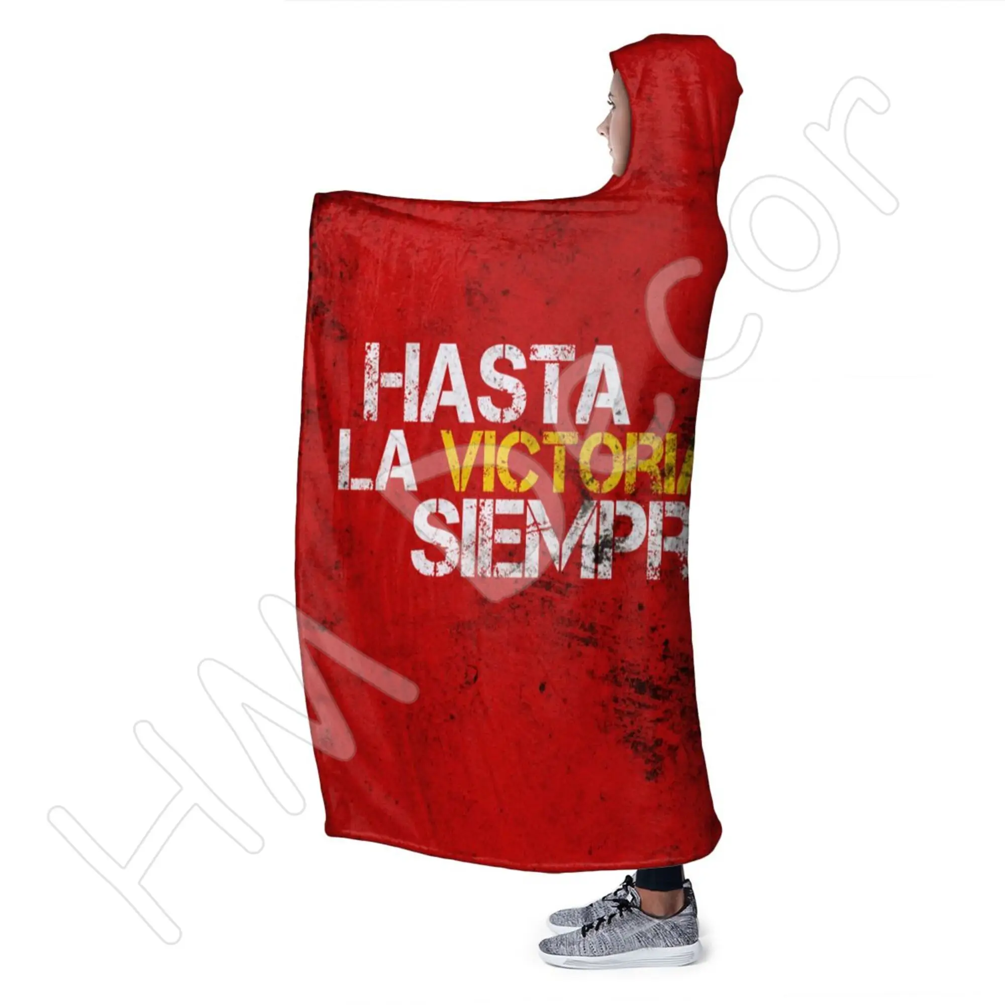 Hasta La Victory Siempre Cuba Che Guevara Hooded Blanket Adult Child Sherpa Fleece Wearable Blanket Microfiber Bedding