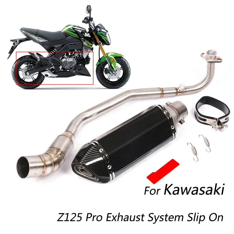 

For Kawasaki Z125 Pro Motorcycle Exhaust System Header Link Pipe Slip On 51mm Muffler Removable DB Killer Escape Stainless Steel