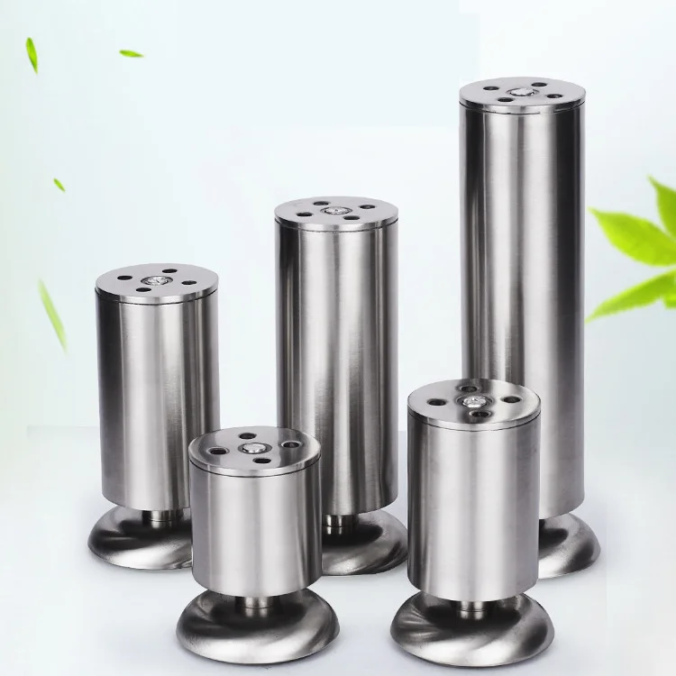 4 pcs Stainless Steel Furniture Legs 80-200mm Diameter Furniture Adjustable Cabinet Legs w/Rubber matCabinet Table Sofa Bed Feet