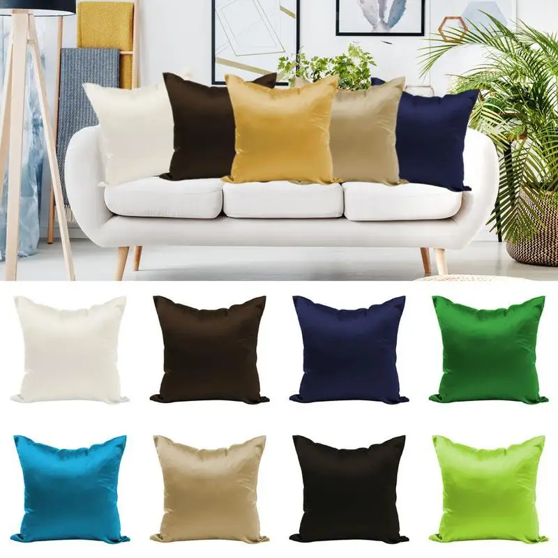 27 MultiColors Square Throw Pillowcase Silky Satin Cotton Linen Cushion Pillow Cases Cover Home Textile poszewki na poduszki