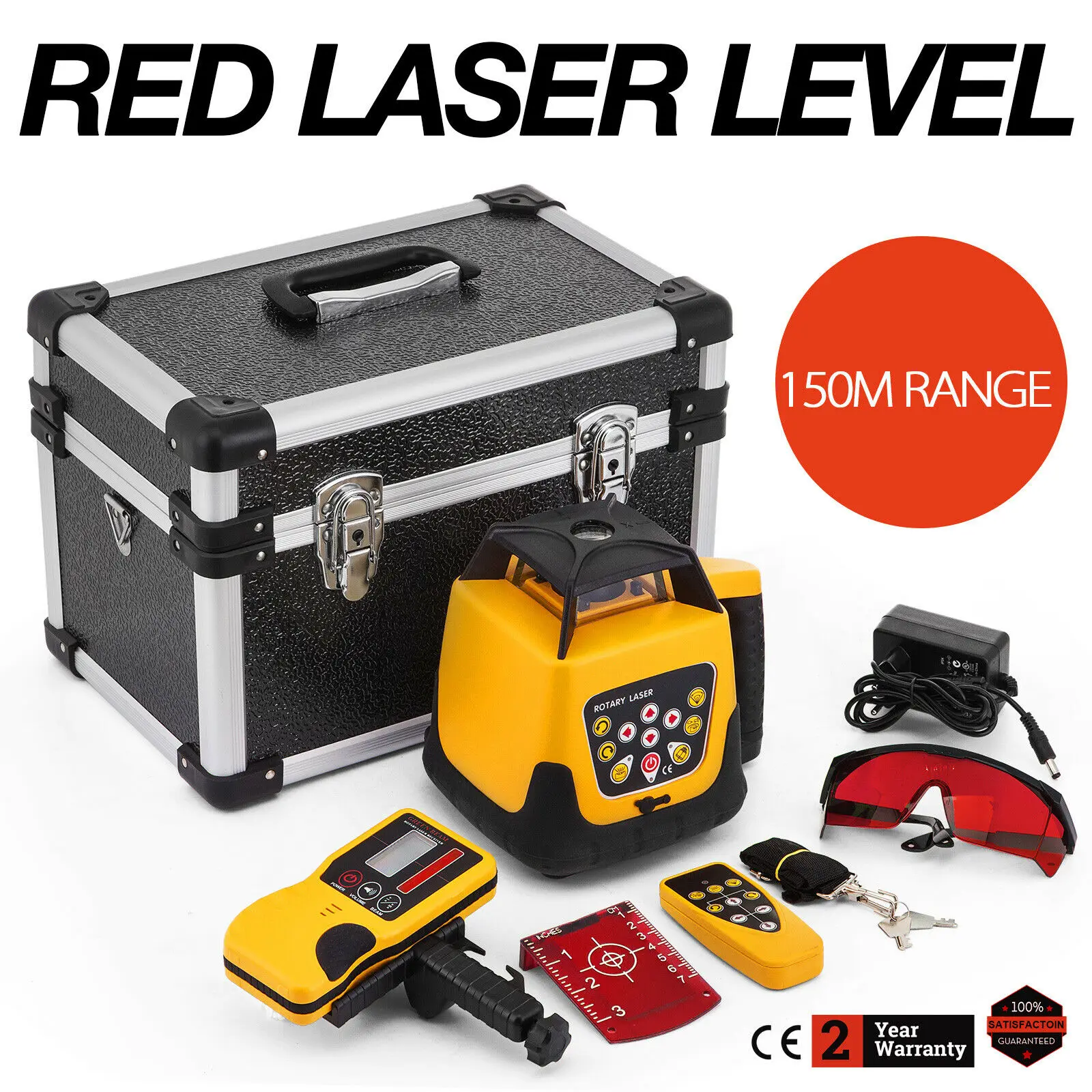 VEVOR Red Laser Level Rotary Laser Level Automatic Self Leveling 360° Rotating 500m Red Beam Remote For Outdoor Industry Use