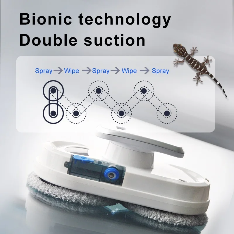 Electric Vacuum Window Cleaner Robot Automatic Ultrasonic Water Spray Smart Route Planing Built-in battery For Home Highrise