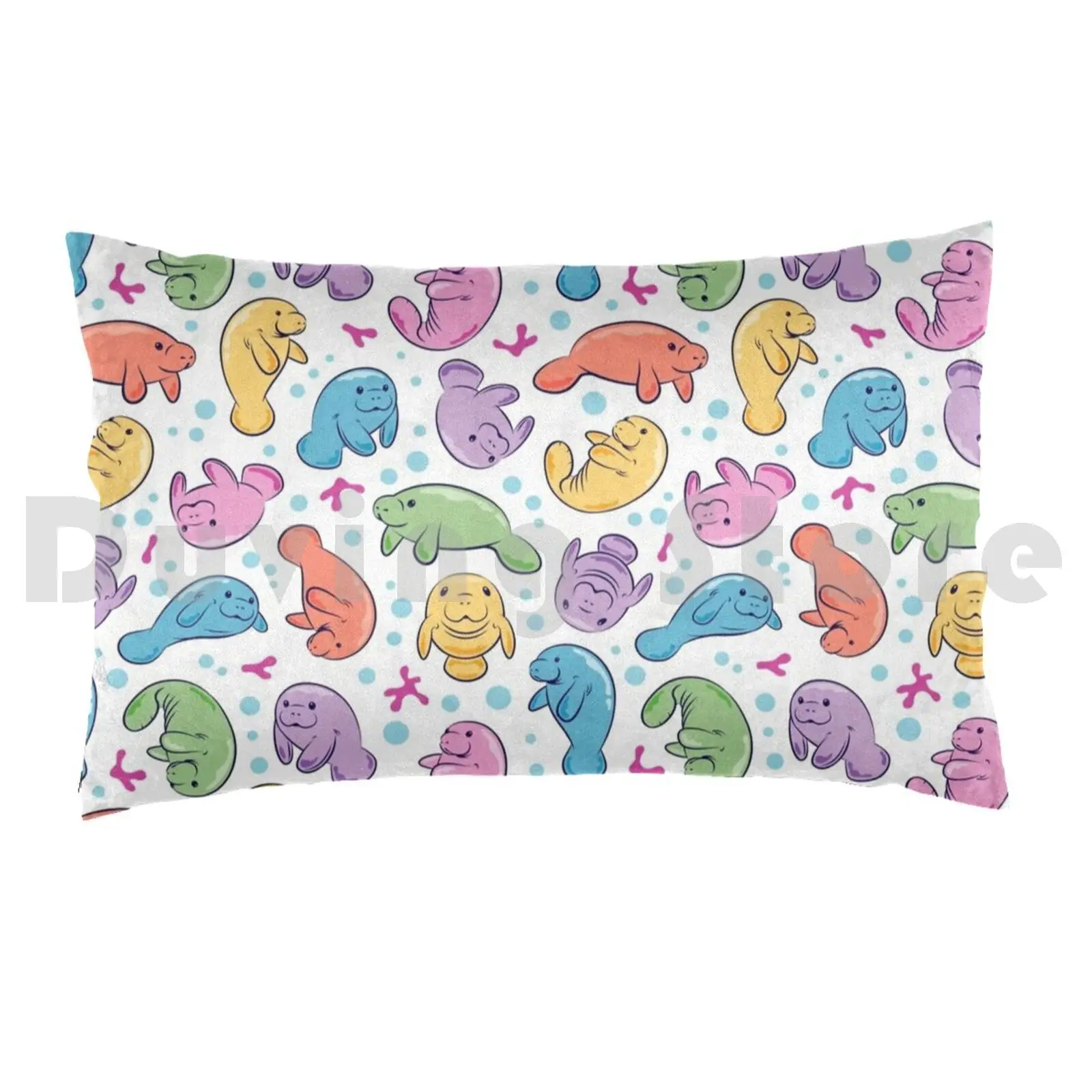 Cute Manatee Pattern-Colorful Underwater Pattern Pillow Case 20*30 Inch Manatee Manatee Manatee Manatee Save