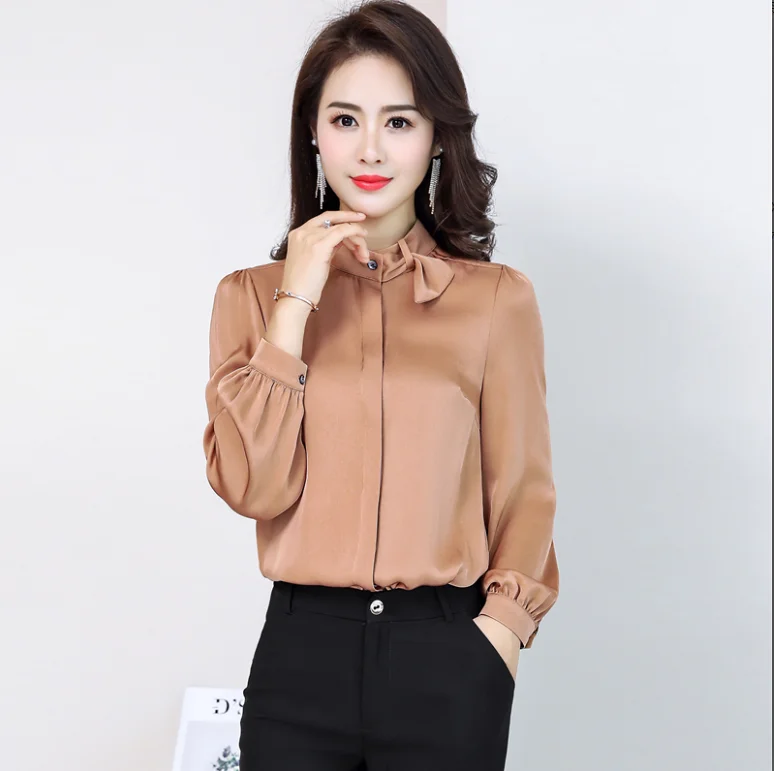 Boollili Thực Lụa Áo Sơ Mi Nữ Cao Cấp Và Áo Dài Tay Áo Xuân Hè Thời Trang Hàn Quốc Blusas 2020