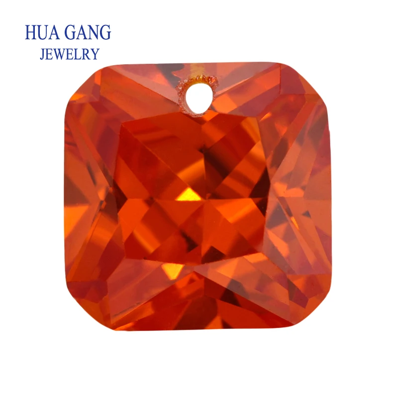 

Orange Loose CZ Stones Beads Gem With Hole AAAAA Square Shape Cubic Zirconia Stone For Jewerly Making 4x4~12x12 High Quality