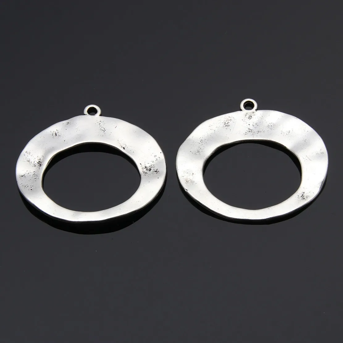 10pcs  Silver Color Irregular Circle Charms Long Oval Pendant Jewelry Making Supplies Earrings Finding A3431/A3436