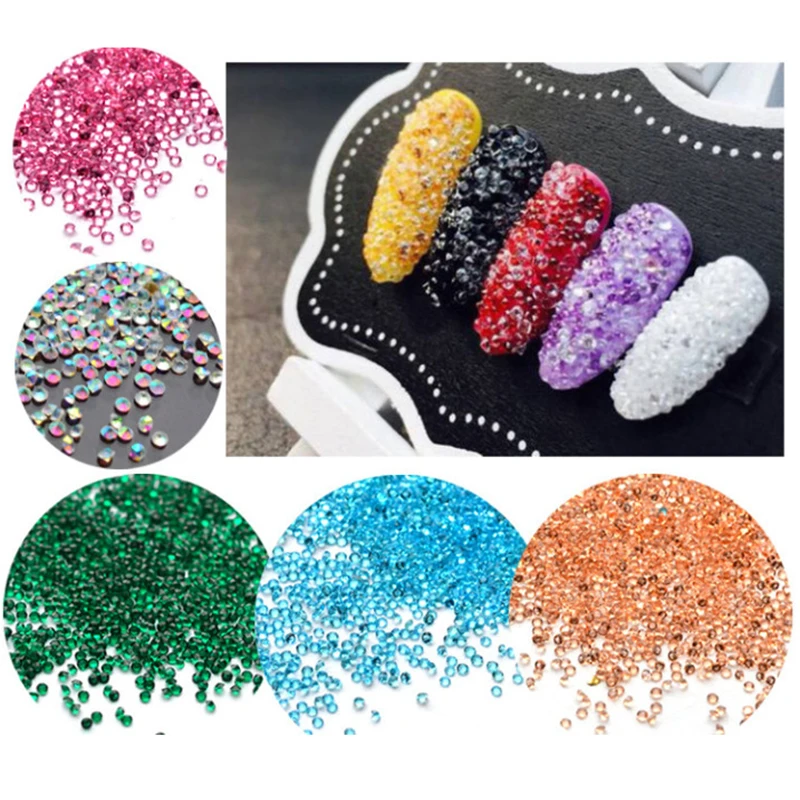 

1.2mm 1440pcs Multicolor Glitter Rhinestones Micro Poinback Make Up Manicure Decorations Glass Tiny DIY Accessories For Nail Art