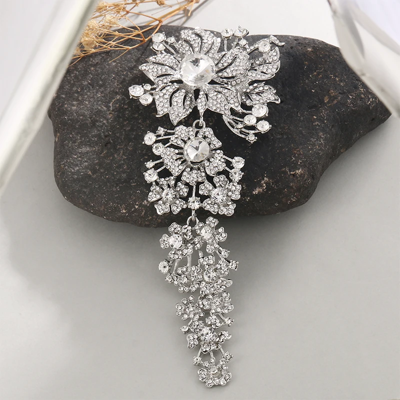 WEIMANJINGDIAN Brand Crystal Rhinestones Large Size Leaves Brooches for Wedding Bouquets