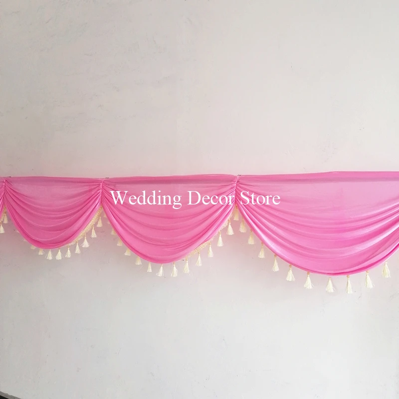 Customize Ice Silk Swag Tassel Beads Drape Valance for Backdrop Curtain Wedding Stage Background Event Party Decoration