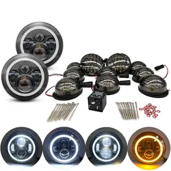 10pcs multi Front Rear Fog Lamp Reverse Light Complete Defender Upgrade kit 7“ led headlight For Land Rover Defender 1990-2016