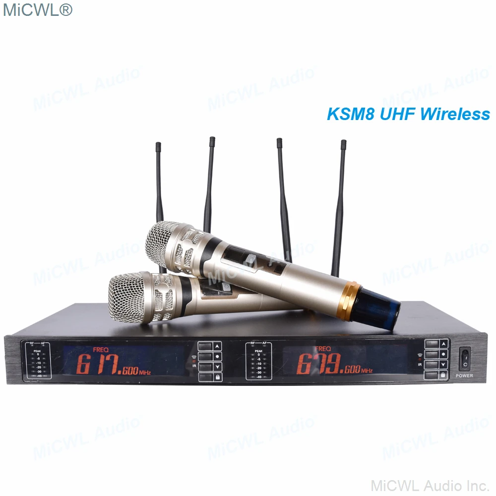 Genuine MiCWL KSM8 2 Handheld Microphones System Dynamic Cardioid 200 Channel UHF High Quality Mics FexEx UPS EMS free shipping