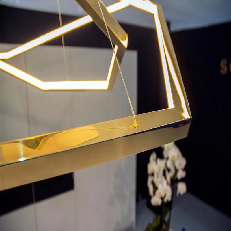 Simple modern clothing shop chandelier hexagonal living room lamp cross border new duplex loft chandelier