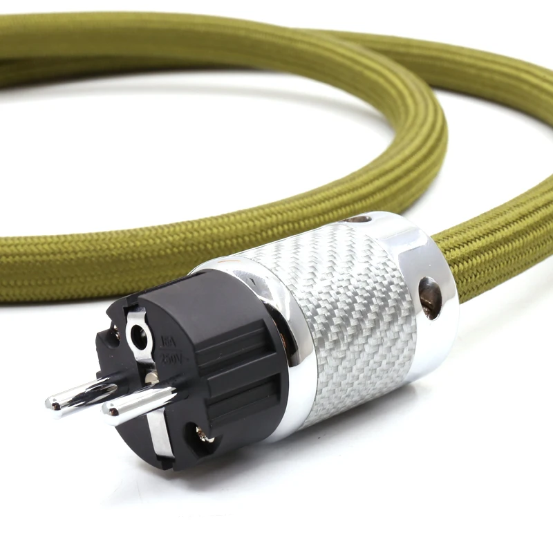 HI-End 8N OCC Kupfer versilbertes Stromkabel mit weißem Kohlefaser-Anschlussstecker in EU-Version – Detail 2