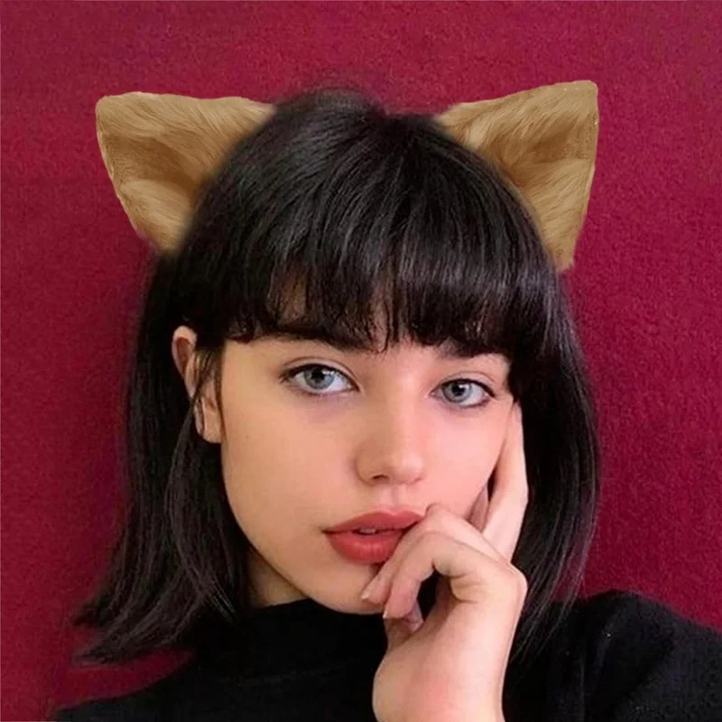 Kawaii różowe pluszowe kocie uszy pałąk realistyczne Furry puszyste zwierząt Hairband Lolita Cosplay Fox kostium Anime akcesoria do włosów