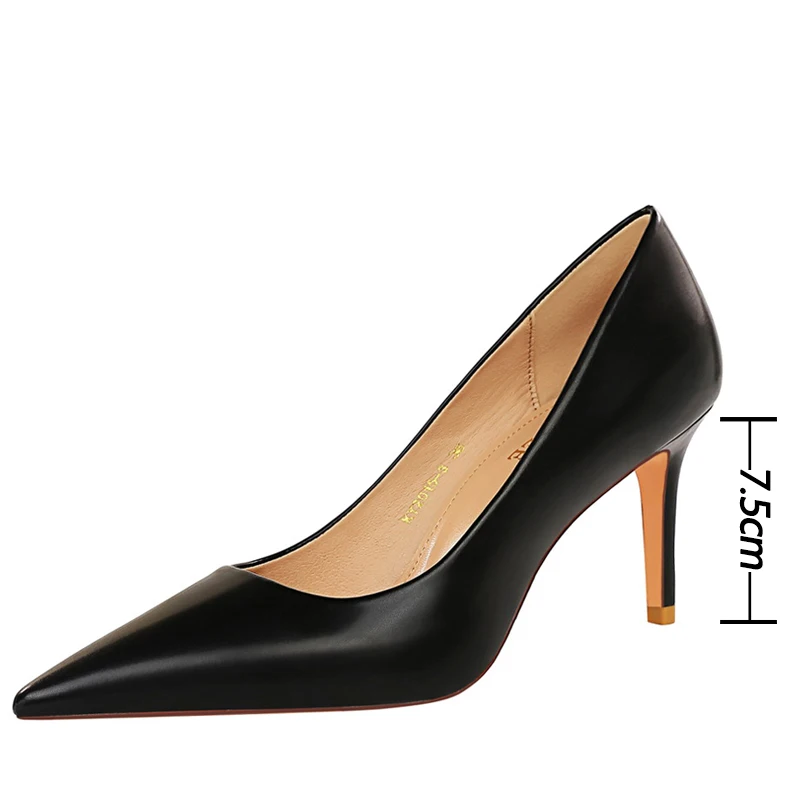 BIGTREE Shoes Pu Leather Woman Pumps Fashion Kitten Heels 7.5 Cm Occupation OL Office Shoes Women Heels 2021 Sexy Heeled Shoes