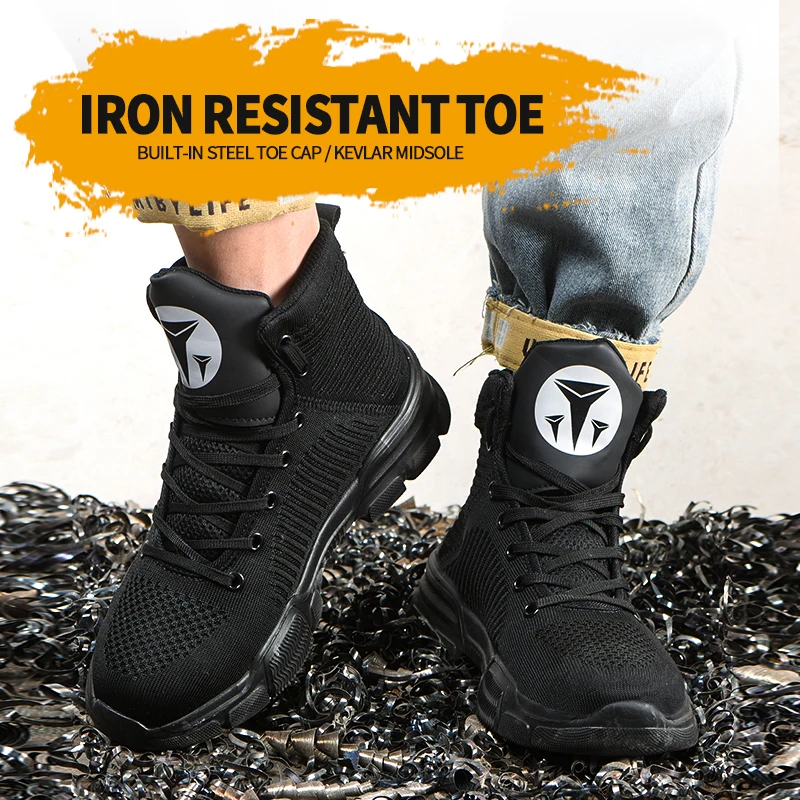 Zapatos de trabajo de seguridad para hombres, zapatillas de construcción con punta de acero antiperforación, antigolpes, informales, calzado deportivo