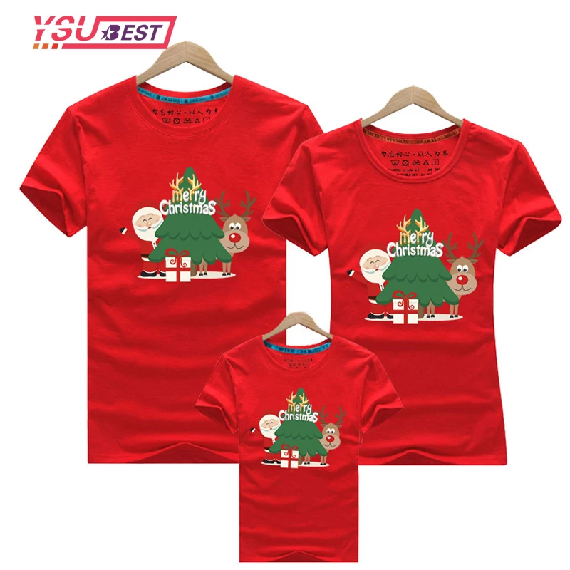 Christmas Family Matching Clothes Christmas Dad Mom Tshirt Baby Cotton Mommy Daddy and Baby Kids Outfit Christmas Pattern Shirt