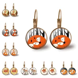 New/Glamour Fashion Exquisite Fox Style Pattern, Convex Glass Inlay Earrings, Women Wear Jewelry.