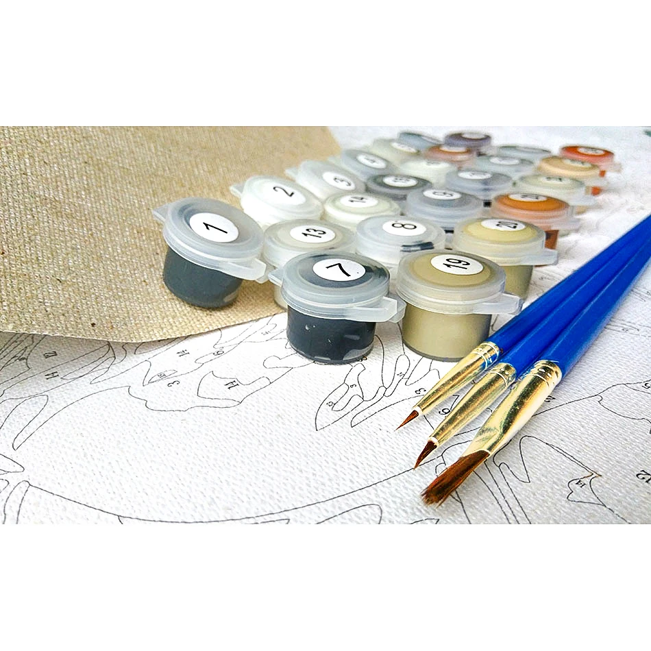 RUOPOTY pittura con i numeri kit cani immagine adulti dipingi su tela con acrilico e pennelli artigianato fai da te per la decorazione domestica