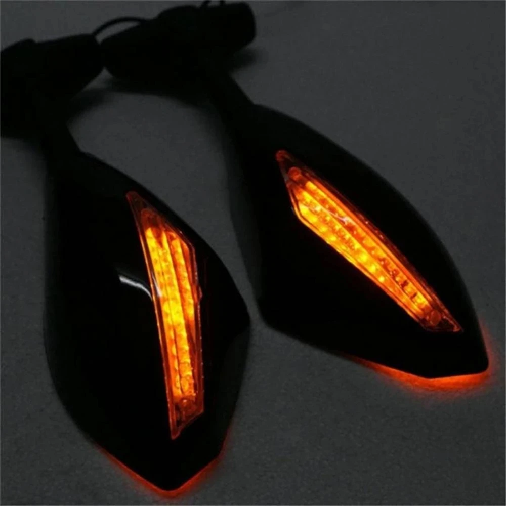 Hot Sale 2Pcs Side Mirrors Motorcycle Handlebar Mount Rearview Mirror with LED Turn Signal Lights Car Accessories