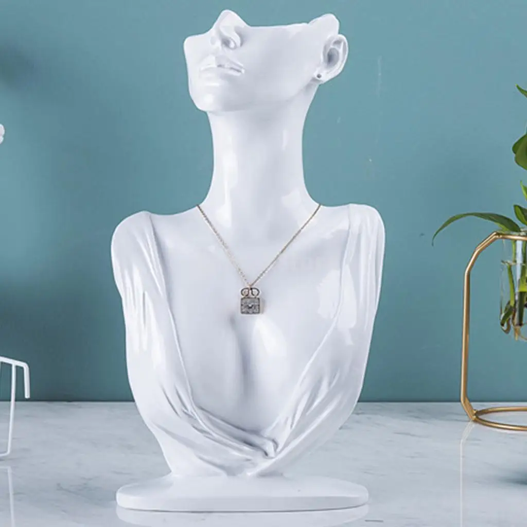 Necklace Display Stand Holder Resin Mannequin Organizer Bust Stand for Model Pendant Earring Chain Holder for Shop Retailer