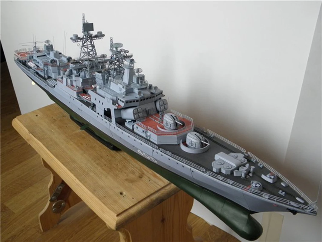 3D Paper Craft Russian Destroyer Admiral Levchenko Anti-submarine Ship Puzzel Harlem Dreadnought-class Desk Home Decoration