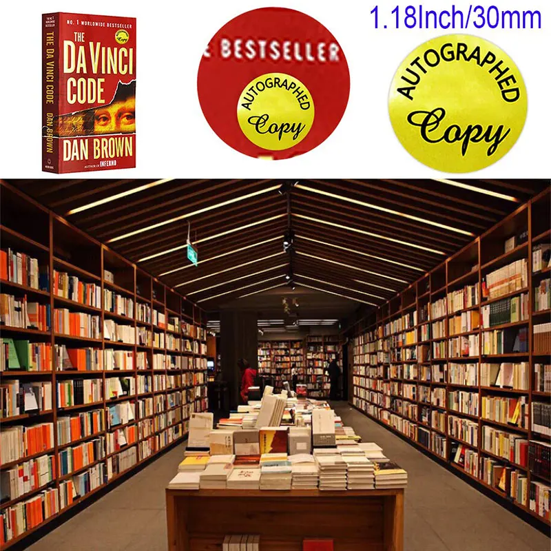 'Autographed Copy' Stickers 1.18 Inch Ronde Goud Folie Labels/1008 Pcs Etiketten