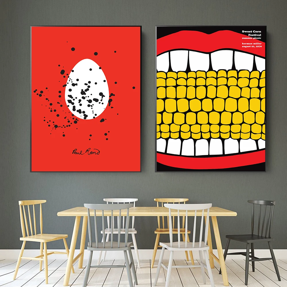 Mid Century Retro Canvas Painting Summer PicnicSweet Corn Festival Posters Prints Abstratc Wall Art Pictures Bedroom Home Decor