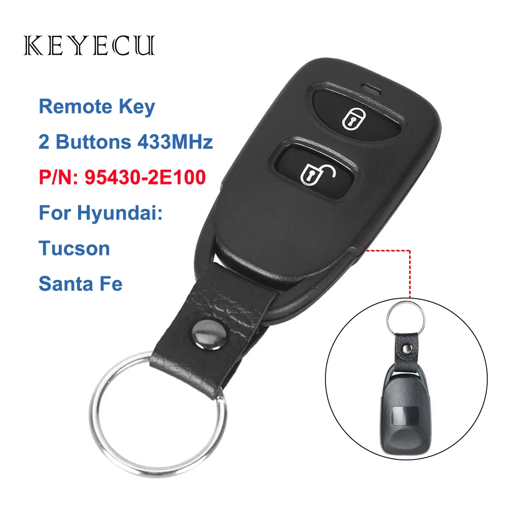 

Keyecu for Hyundai Tucson Santa Fe 2008-2009 Replacement Car Remote Key Fob 2 Buttons 433MHz P/N: 95430-2E100