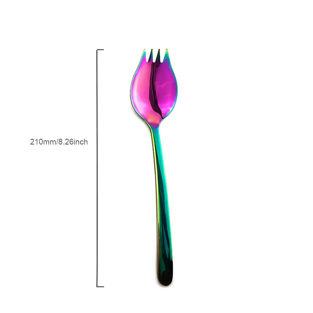 4 Pcs Rainbow Spork for Household Camping Travel Hiking 18/10 Stainless Steel Spoon Fork Noodles Appetizer Dess ert Spoon