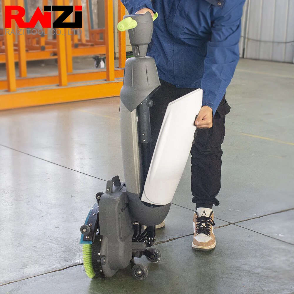 Raizi Mini Floor Scrubber with Battery Multifunctional Dual Brush Hotel Restaurant Industrial 110/220v Floor Cleaning Machine