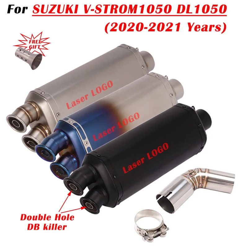 For SUZUKI V-STROM 1050 DL1050 2020 2021 Motorcycle Exhaust Escape System Modify Middle Link Pipe Double Hole DB Killer Muffler