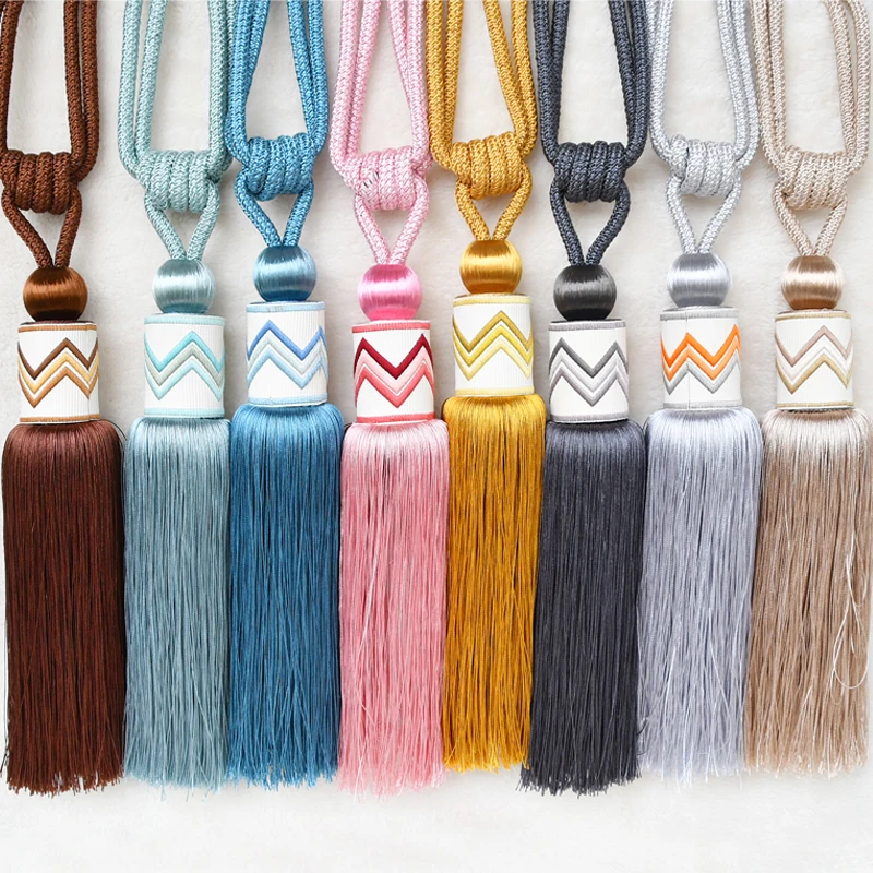 

QGVLish 2Pcs/Pair Curtain Tassels Fringe Tiebacks Hanging Belts Balls Bind Ropes Brush Straps Curtain Accessories Tieback Holder