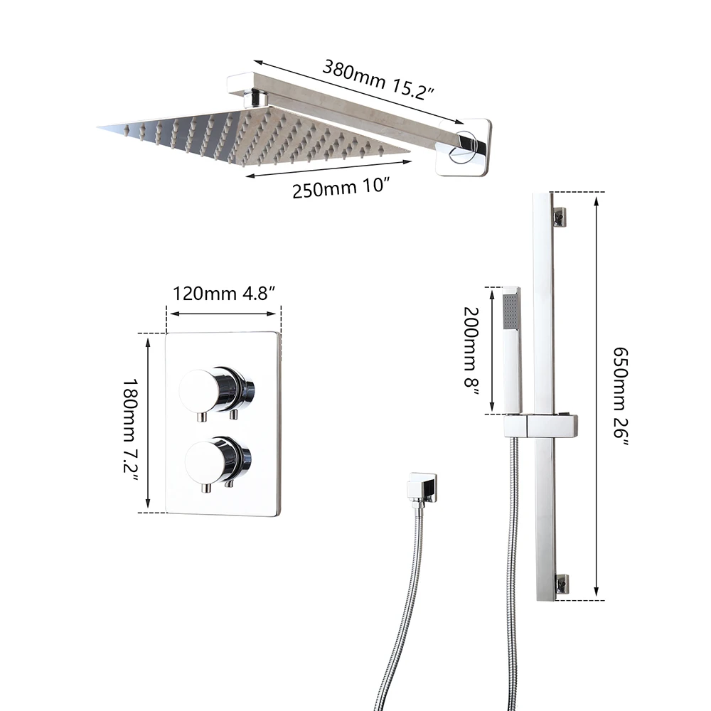 Torayvino Luxury Chrome Polished Bathroom Shower Faucet Set Concealed Wall Mounted Shower System Bathtub Shower Mixer Water Taps