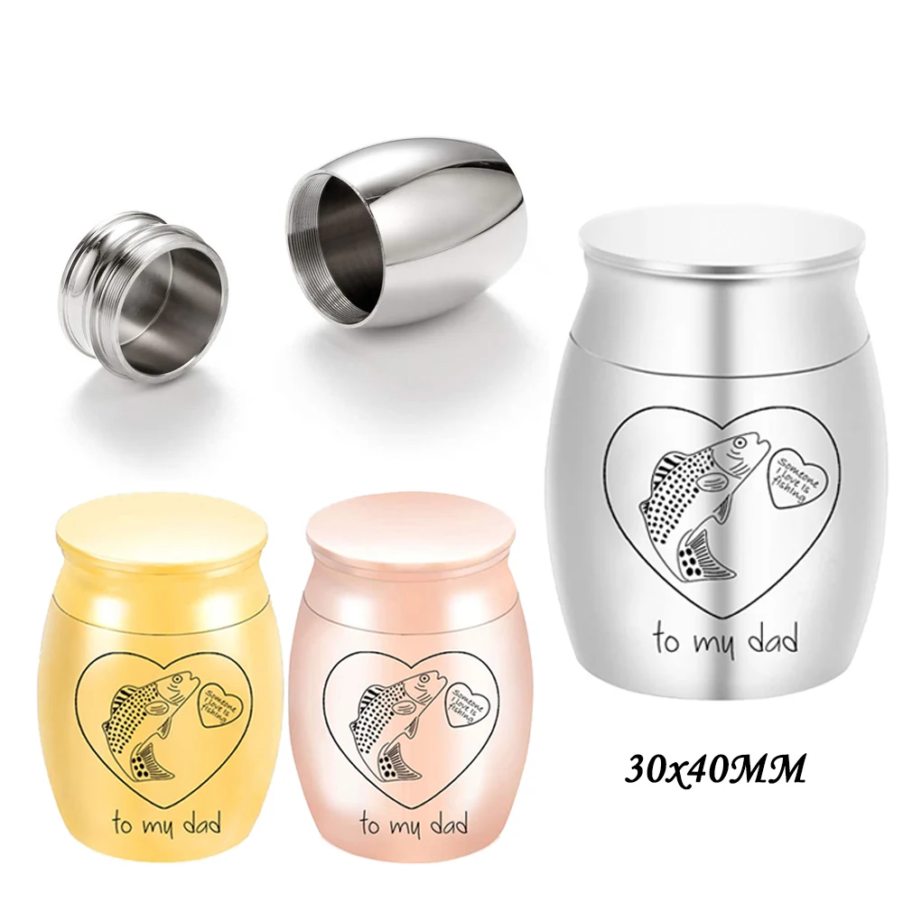 Heart-shaped cremation urn for human ashes keepsake aluminum alloy Fish Cremation Urns for Ashes to commemorate my beloved Dad