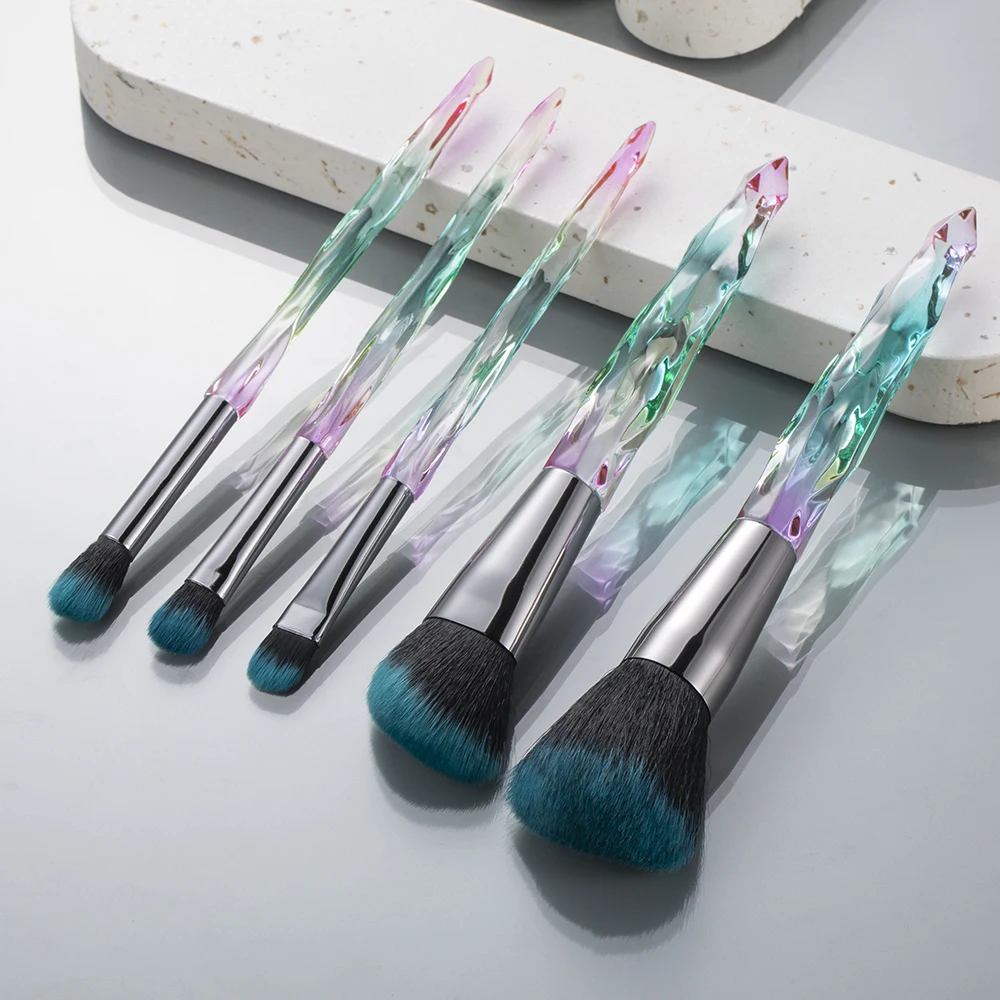 Kosmetyki-Crystal Pro Makeup Brushes Set, Kit Beleza, Pó, Rosto, Base, Sombra, Sobrancelha, Lábio, Mulher, Beleza, 5, 10Pcs