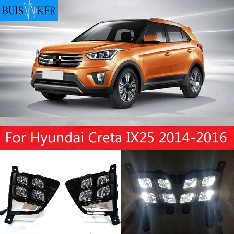 

1 Set 12V LED Daytime Running Light Car Accessories Waterproof ABS DRL Fog Lamp Decoration For Hyundai Creta IX25 2014 2015 2016