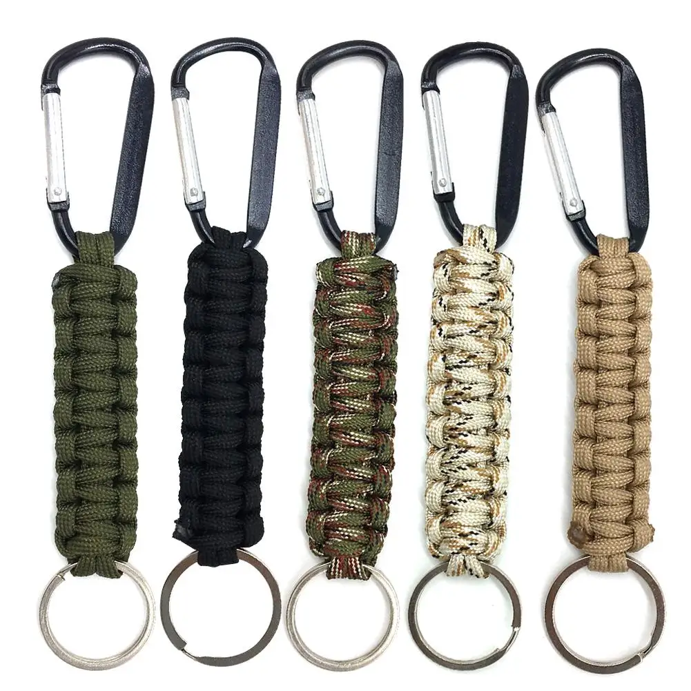 Safety Survival Gear Tactical Military Strand Cord Parachute Rope Keyring Carabiner Kits Lanyard Keychain Outdoor Tools Random