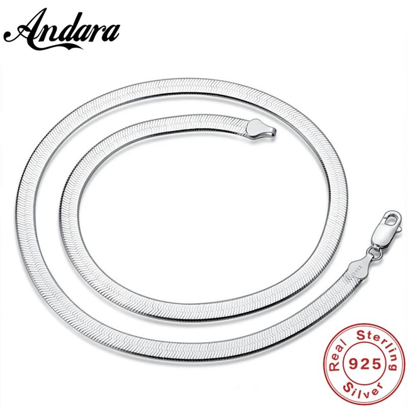 925 Sterling Silver Color Necklace 4MM Snake Chain Men & Women Couple Sterling Silver Jewelry Blade Chain image 2