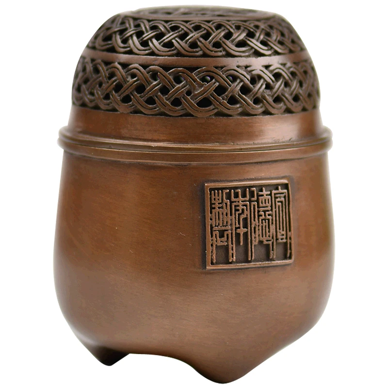 Incense Burner Pure Copper Copper Home Indoor Antique Zen Buddhism Cone Incense Burner Cense Holder Backflow Cense Burner